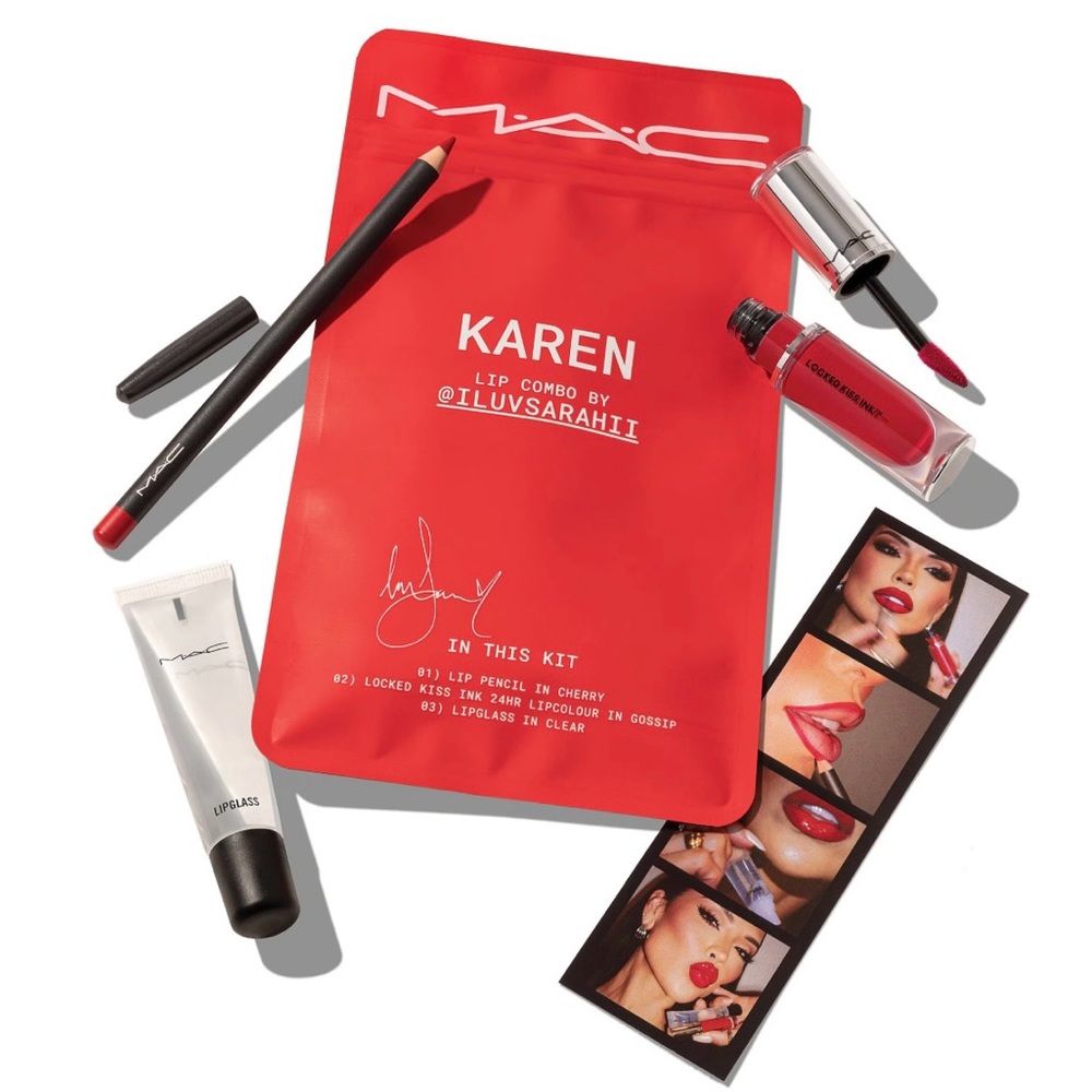 New MAC Cosmetics 3 Piece Lip Combo By ILUVSARAHII Karen Kit